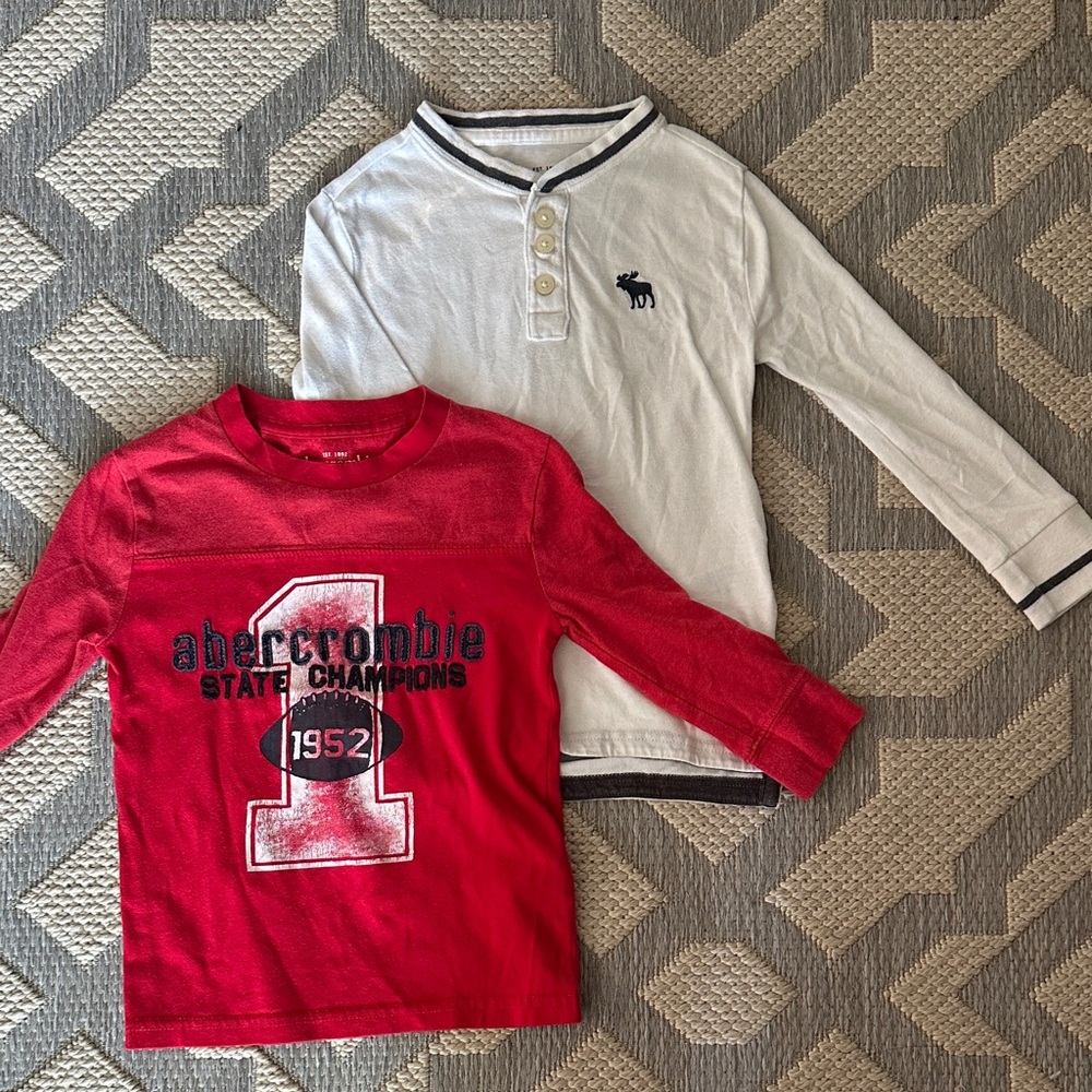 Abercrombie & Fitch Kids Red and White Long Sleeve Tees